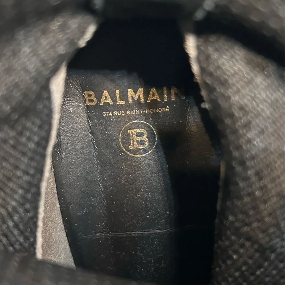 Balmain Black and Gold Moneta Rhinestone Knit Ankle Boots - Picture 7 of 11